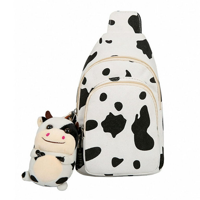 ZPAQI Women Cute Cow Print Purse Canvas Cell Phone Bag Sling Bag Crossbody  Bag