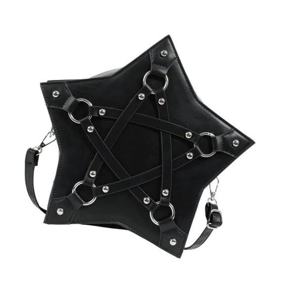 ZPAQI Women Harajuku Gothic Star Shape PU Shoulder Crossbody Bag with Rivets