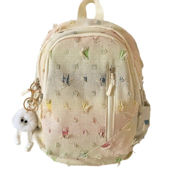ZPAQI Women Japanese Style School Bag Large Capacity Colorful Ripped Denims Backpack