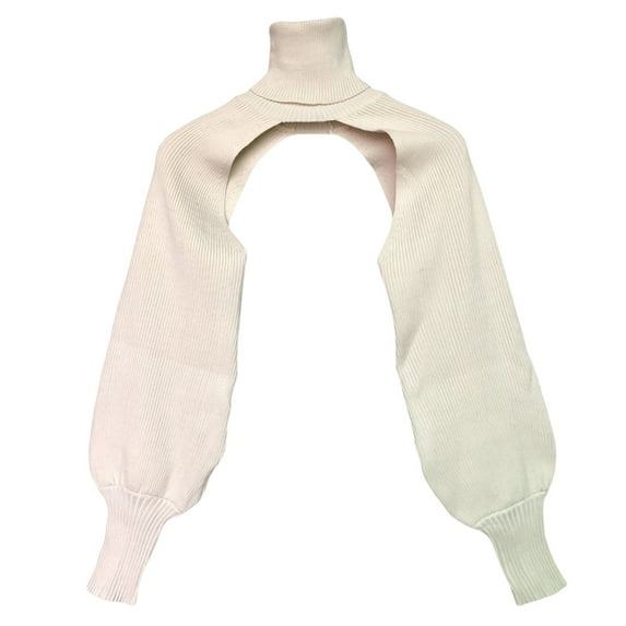 ZPAQI Women Lantern Long Sleeve Sweater Sexy Hollow Out Turtleneck Solid Color Crop Top Ribbed Knitted Loose Pullover Shrug Cover Up Streetwear