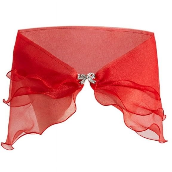 ZPAQI Women Layered Gauze Shawl Wrap Shrug Rhinestone Buckle Wedding Dress Cover Up Sexy Off Shoulder Ruffles Bolero Capelet