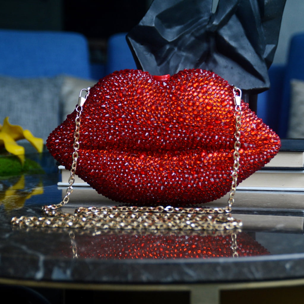 ZPAQI Women Leather Lips-shaped Evening Clutch Purses Crossbody Bags Banquet Handbag