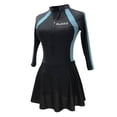 thumbnail image 1 of ZPAQI Women Rash Guards Swimsuit Long Sleeves One Piece Bathing Suit with Skirt Zipper, 1 of 17