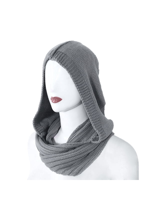 Women Rib Knit for Infinity Scarf Slouchy beanies Hat Windproof Cap Shawl