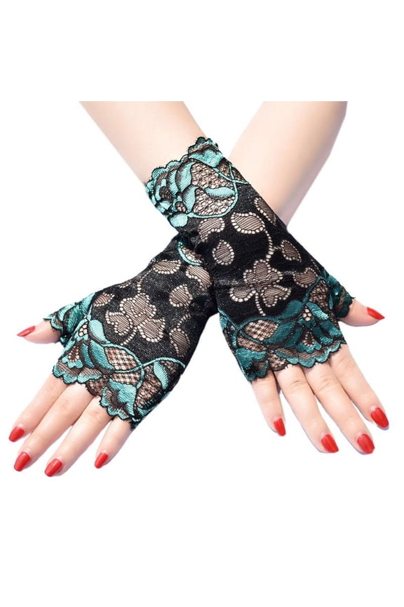 Women Short Lace Gloves Elegant Summer Princess Formal Wedding Fingerless Mitten