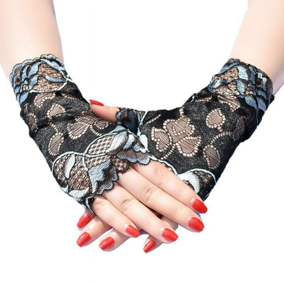 ZPAQI Women Short Lace Gloves Elegant Summer Princess Formal Wedding Fingerless Mitten