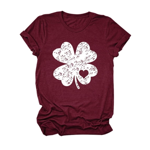 ZPAQI Women Short Sleeve Saint Patricks Day T-Shirt Shamrock Heart Graphics Tees Top