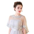 thumbnail image 1 of ZPAQI Women Single Layer Sheer High Low Wedding Shawl Wrap Floral Lace Applique Splici, 1 of 19