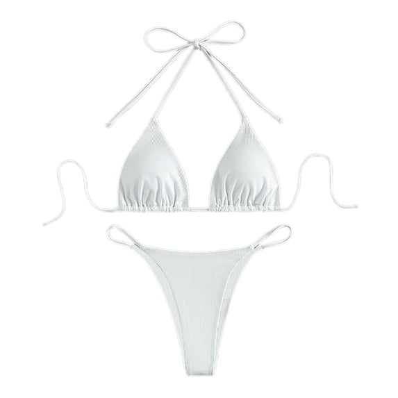 ZPAQI Women Swimwear Set String Bikinis Top and Side Adjustable Bottom