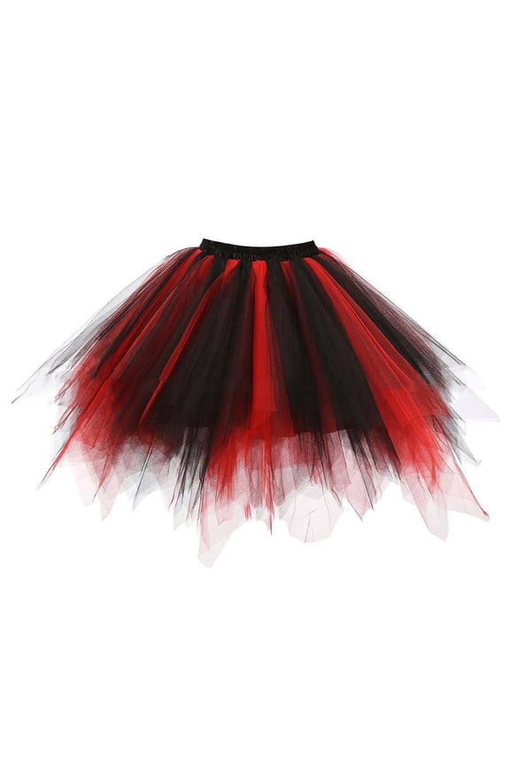 Women Vintage Candy Multicolored Short Tutu Skirt Layered Bubble Puffy Petticoat