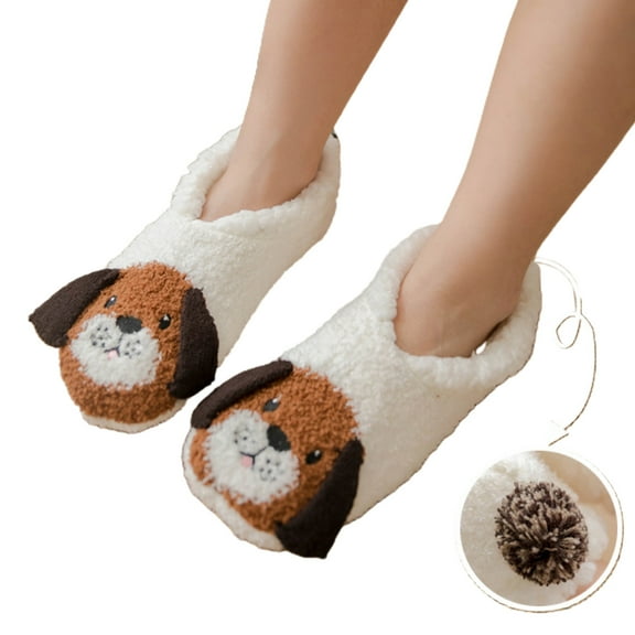ZPAQI Women Winter Cozy Warm Fuzzy Plush Lined Slipper Boat Socks Cartoon Animal House Indoor Booties Foot Warmer with Non Slip Grippers