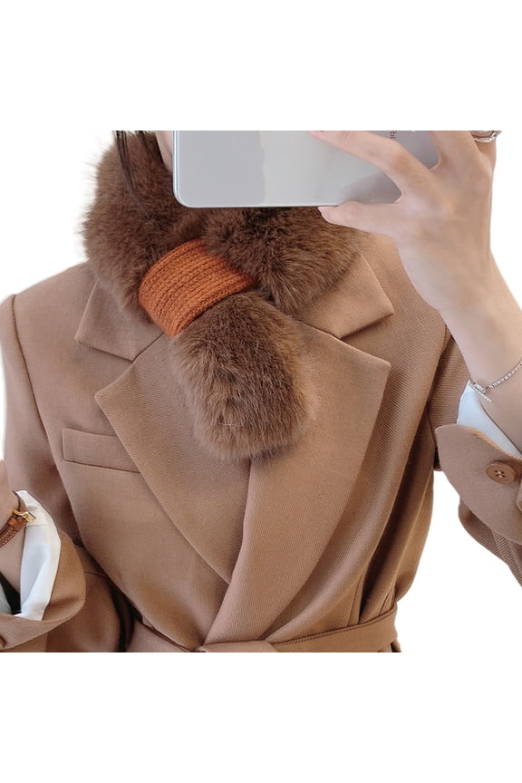 Women's Winter Fluffy Plush Scarf Collar Solid Color Plush Shawl Neck Warmer