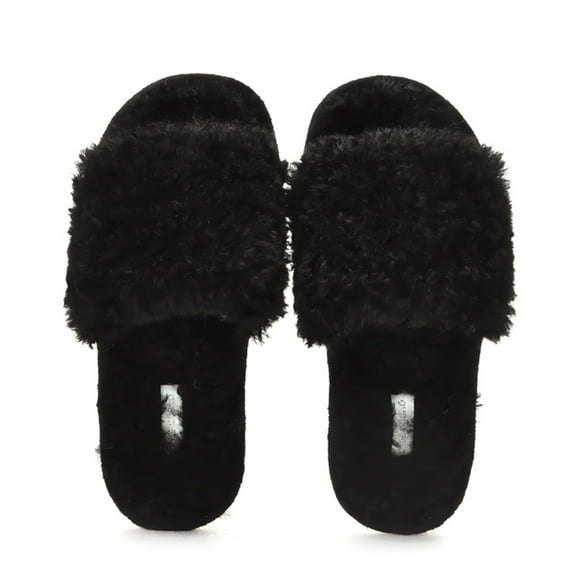 ZPAQI Womens Winter Fuzzy Fluffy Flat Slide Slippers Open Toe Cozy Warm Candy Color Plush Anti-Slip Indoor Outdoor Slip-On House Shoes Sandals