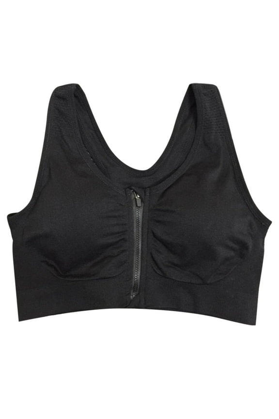 Womens Zipper Front Fastening Bra Post Surgery Support Bra with Removable Pads