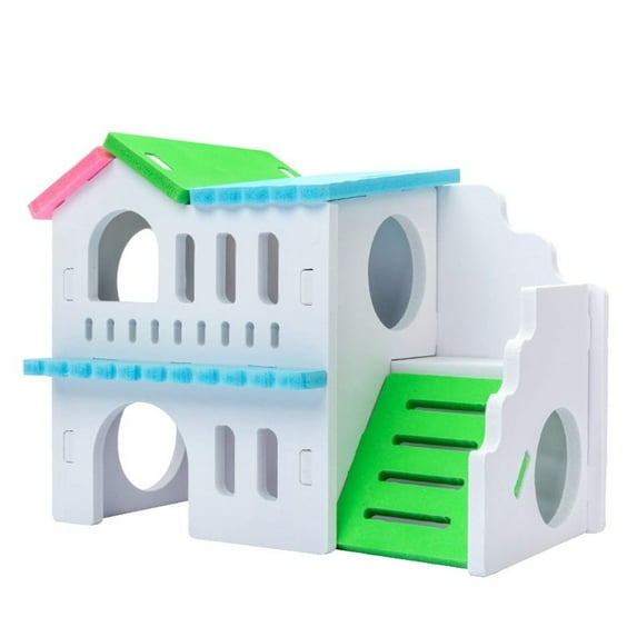 ZPAQI Wooden Hamster Playground Platform Rodents Toy Natural Living Hideout Hut Toy