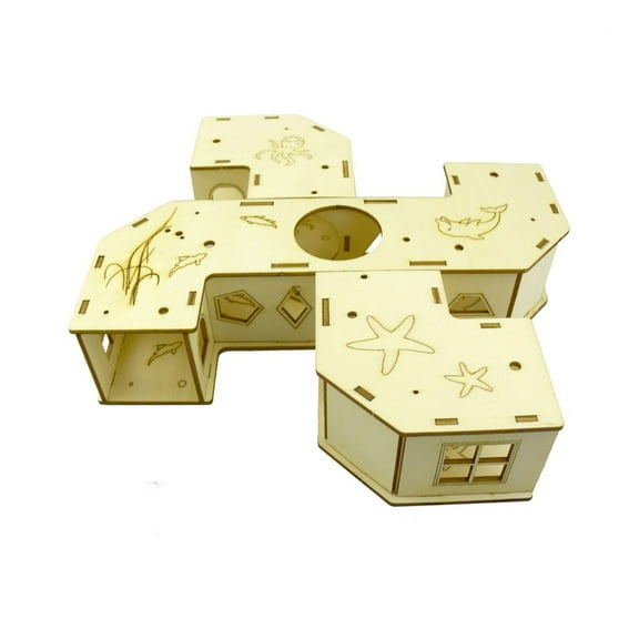 ZPAQI Wooden Maze Tunnel Toy Small Pet Animals Activity Track Gerbil Labyrinth