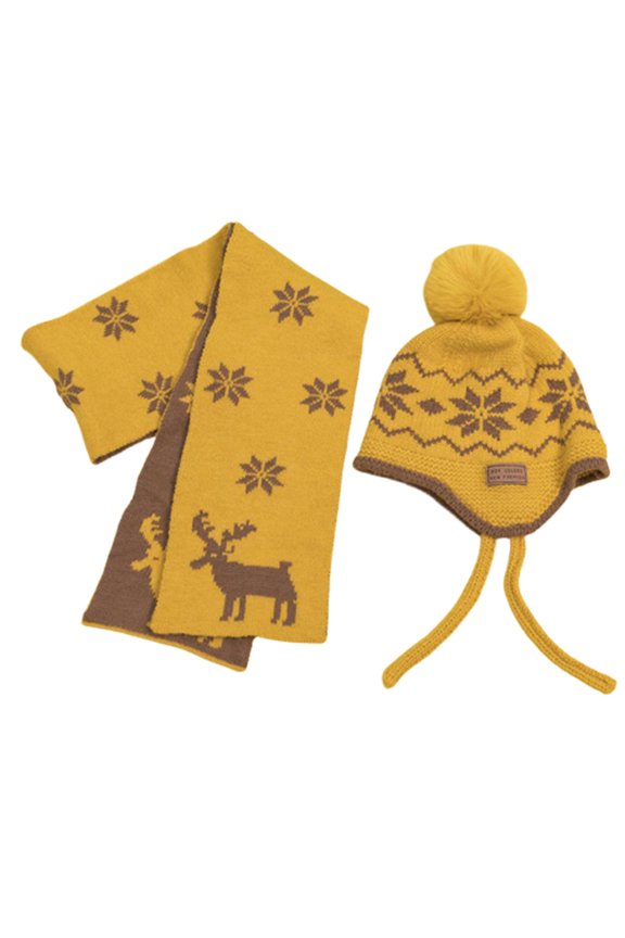 Wool Hat Children Deer Knitted Hat Neck Scarf Wild Gift for Christmas