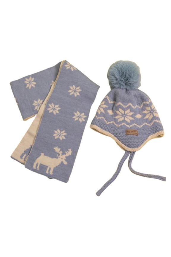 Wool Hat Children Deer Knitted Hat Neck Scarf Wild Gift for Christmas