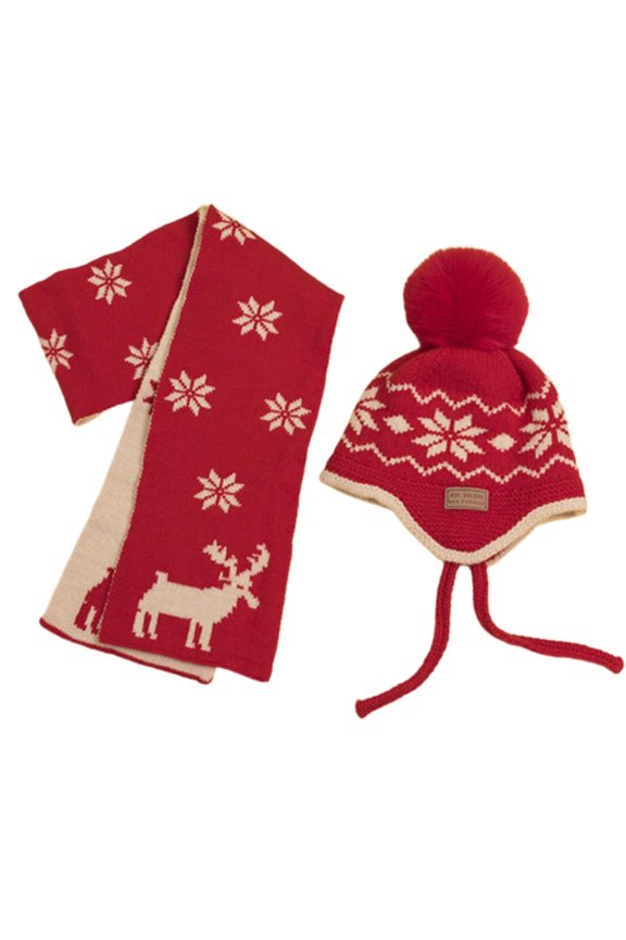 Wool Hat Children Deer Knitted Hat Neck Scarf Wild Gift for Christmas