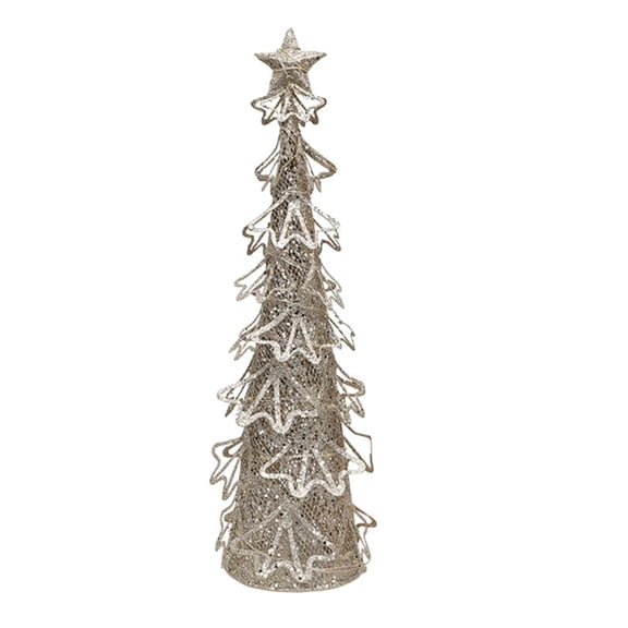 ZPAQI Wrought Iron Christmas Tree with Led Light Tabletop Scene Decor Supplies