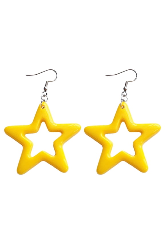 Y2K Style Dangle Earrings Simple Hollow Acrylic Star Pendant Earrings Jewelry