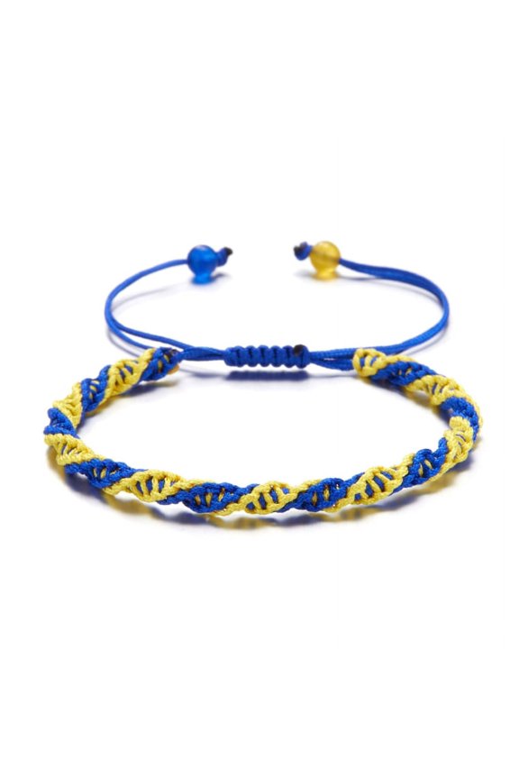 Yellow Blue Flag Bracelet Braided Blue Yellow Flag Bracelet Patriotism Jewelry