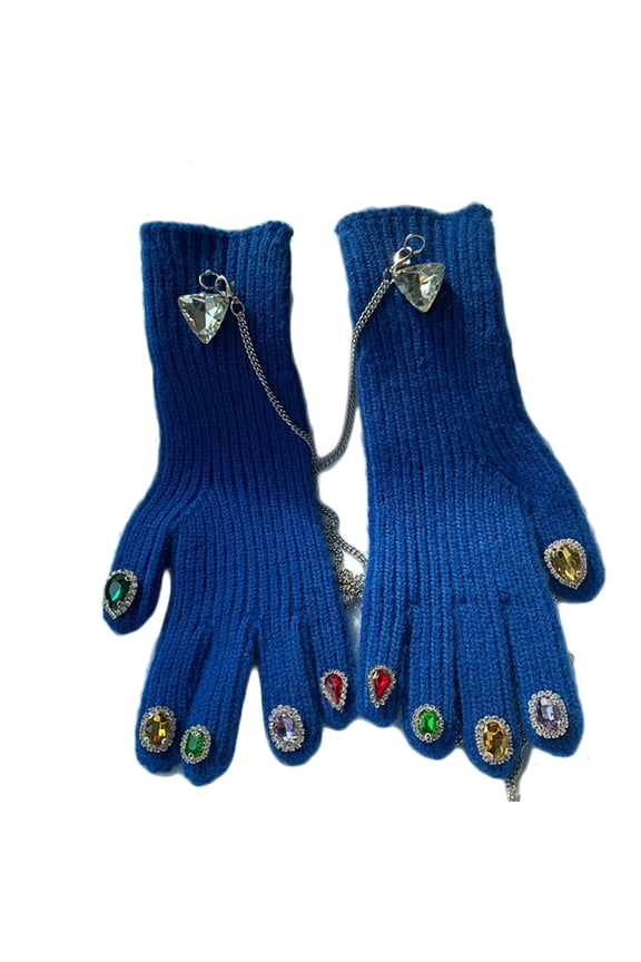 for Rhinestone Nail Decor Knitted Gloves Winter Touchscreen Split Finger Mittens