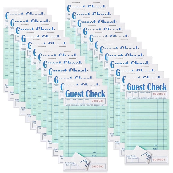 ZPARNO 24 Pack Guest Checks Books for Servers, Servers Note Pads Waiter Checkbook, Waitress Notepad for Restaurants, Paper Checks 50 Sheets/Pack, 1200 Total Tickets