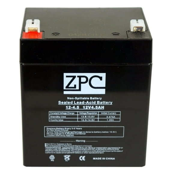 ZPC Battery Zpc 12V (12 Volt) 4.5Ah 12 Volt 4.5 Amp Hour Sealed Lead Acid (SLA) Battery