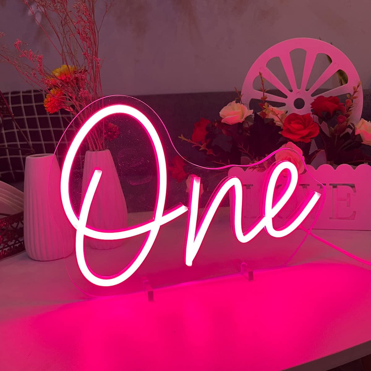ZPL Neon Sign, One Year Old Birthday Table Number Neon Sign Wedding