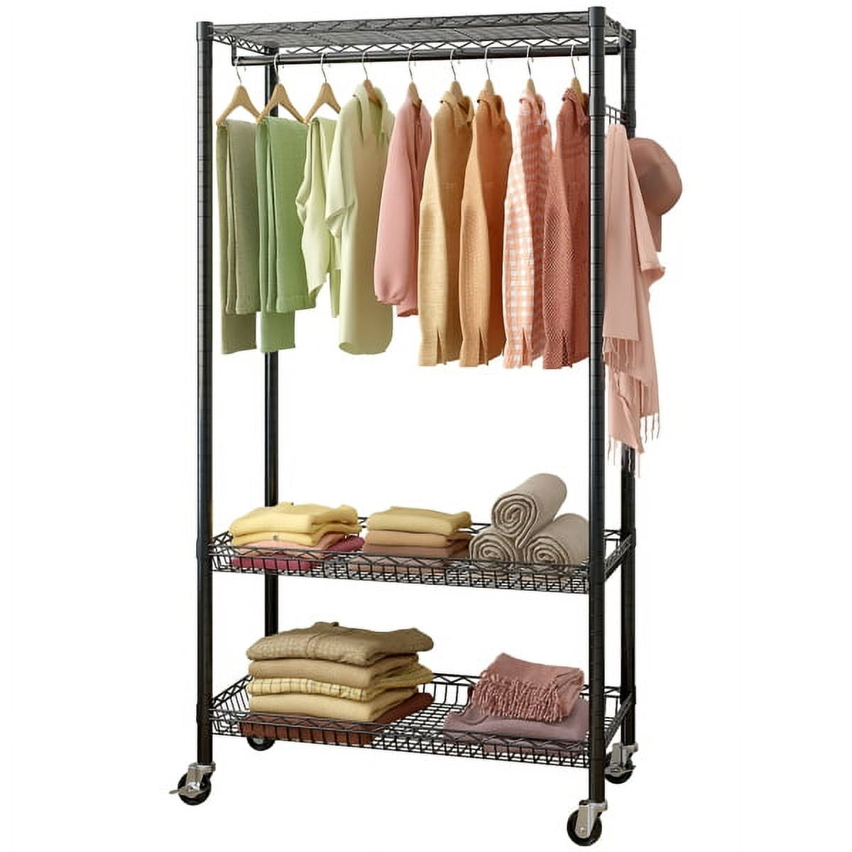 ZPL Rolling Clothes Rack, Garment Rack Heavy Duty Clothes Rack, Closet Organizer for Hanging
