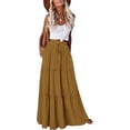 thumbnail image 1 of ZPQMNB Womens Boho Maxi Skirt,Ruffled Maxi Skirt,High-Waisted Belted Folds Long Skirt With Pockets，Suitable For Beach Vacation, 1 of 5
