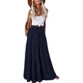 thumbnail image 1 of ZPQMNB Womens Boho Maxi Skirt,Ruffled Maxi Skirt,High-Waisted Belted Folds Long Skirt With Pockets，Suitable For Beach Vacation, 1 of 5