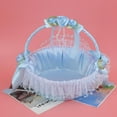 thumbnail image 1 of YUMILI Cesta de Flores, Cesta de Flores de Encaje de Boda portátil Contenedor de Dulces Suministros de Ceremonia de Fiesta Decoración(Azul), 1 of 8