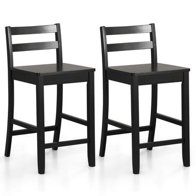ZPTGL 24-Inch Wooden Bar Stools Set of 2 with Ergonomic Backrest Counter Height Stools Black/White