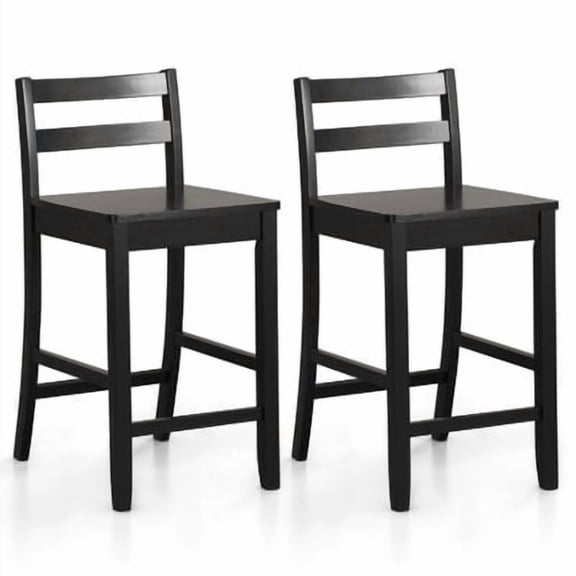 ZPTGL 24-Inch Wooden Bar Stools Set of 2 with Ergonomic Backrest Counter Height Stools Black/White