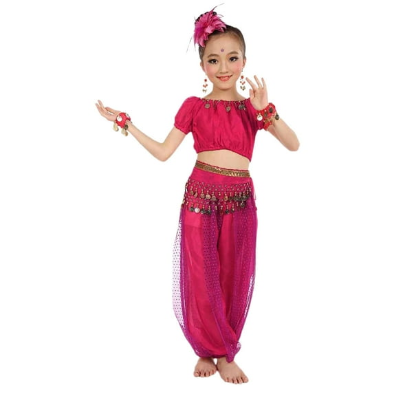 ZPWKLM Dancing Crop Tops With Pants 2 Piece Outfit Sets For Child Cozy Stage Performance Outfit Set For Infants size 4-5T