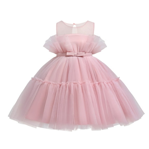ZPYESWOW Ballerina Dress Up for Girls 4-6 High Neck Dress Coming Home Outfit Girl Classy Dresses for Funeral Office Christmas Gifts 4t Boy Clothes, Pink 18-24 Months