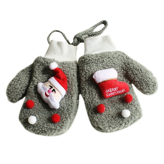 ZPYESWOW Christmas Mittens for Kids Christmas Gloves for Kids Toddler Kids Christmas Elks Warm Think Knit Winter Girls Boys Baby Gloves