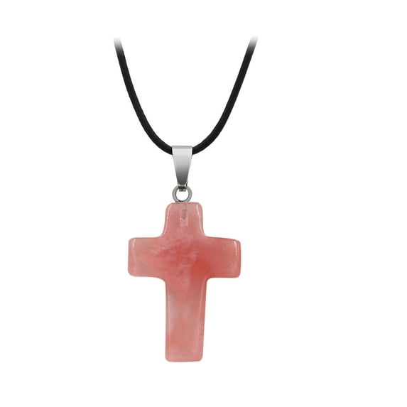 ZPYESWOW Crystal Necklace,Cross Necklace for Women Natural Stone Pendants, Religious Necklace Jewelry Christian Prayers Gifts,I One Size