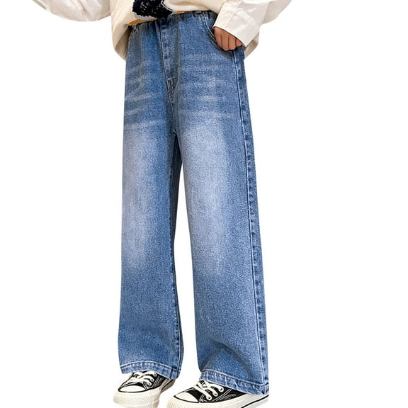 ZPYESWOW Juniors Jeans Sweatpants Baggy Black Cargo Pants 3t Boys Clothes Birthday Gifts for 10 Year Old Girls Clothes Kids Little Girl Clothes, Blue 10-12 Years