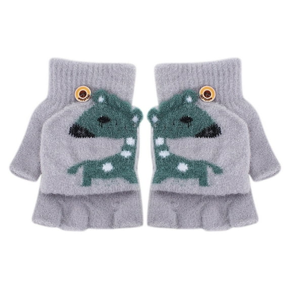 ZPYESWOW Kids Winter Gloves Kids Fingerless Gloves Winter Flip Top Gloves Knitted Mitten with Cover Convertible Warm Gloves for Toddler Boys Girl Toddler Gloves