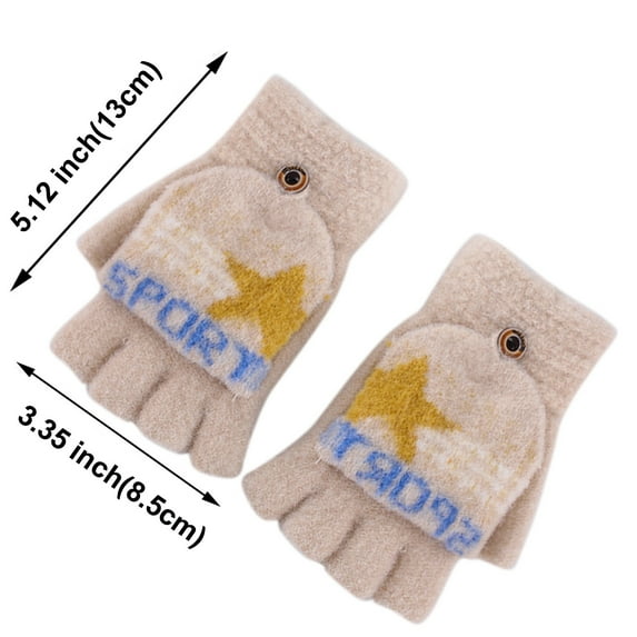 ZPYESWOW Kids Winter Gloves Kids Winter Warm Knitted Convertible Flip Top Fingerless Mittens Gloves Fuzzy Warm Kids Gloves Winter Toddler Mittens Winter Cute Gloves