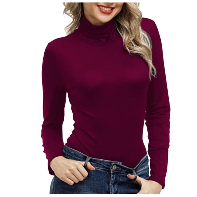 ALGALAROUND Women's Mock Turtle Neck Cut Out Top - Long Sleeve Sexy T-Shirt Tee