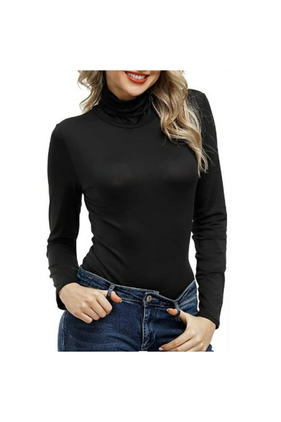 Long Sleeve Shirts for Women PUllover High Neck Tight Fitting Priming Solid Classical Turtle Necks Tops for Women Causal Daily Womens Tops