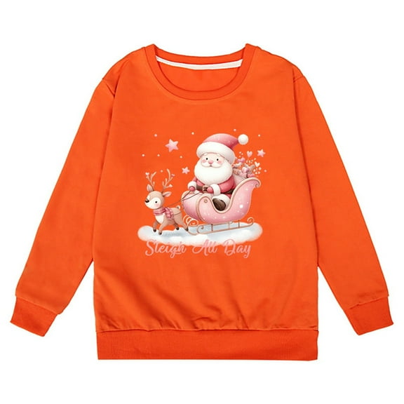 ZPYESWOW Merry Christmas Shirts Cropped Tshirt Trendy Tops Girls Clothes Size 8-10 4t Boy Clothes 6 Year Old Boy for Girls 4-6, Orange 8-9 Years