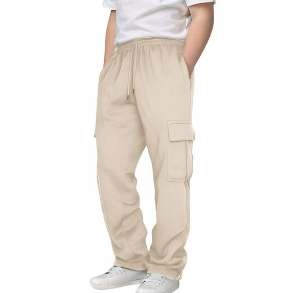 ZPYESWOW Plus Size High Waisted Pants Kids Uniform Pants Pantalones De Niño Pantalón Para Mujer Baby Boy Gifts 6 Month Old Boy Clothes Infant Girl, Beige 11-12 Years