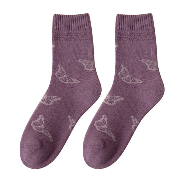 ZPYESWOW christmas stockings Socks Purple Thick Socks Women Middle Tube Socks Autumn and Winter Plus Velvet Thick Warm Cotton Towel Socks Thigh High Socks personalized christmas stockings