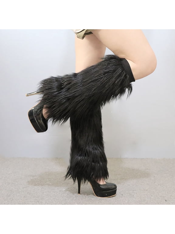 christmas stockings Fuzzy Faux Fur Leg Warmers Black Soft Fashion Warm Womens Fur Leg Warmer Winter Furry Long Boot Cuffs Cover For Leisure Party Perfect Gift christmas stocking