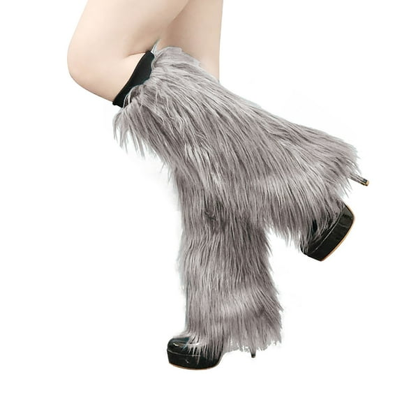 ZPYESWOW christmas stockings Fuzzy Faux Fur Leg Warmers Black Soft Fashion Warm Womens Fur Leg Warmer Winter Furry Long Boot Cuffs Cover For Leisure Party Perfect Gift christmas stocking